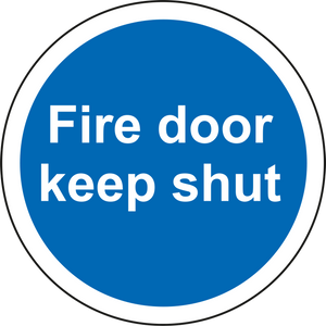 Circular cut out signs  - fire door keep shut - sold in packs of 50 or 100 MJN Safety Signs Ltd