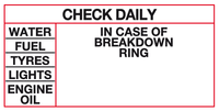Check daily In case of breakdown ring MJN Safety Signs Ltd