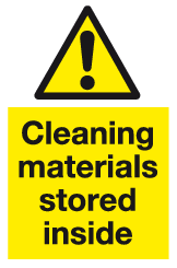 Cleaning materials stored inside sign MJN Safety Signs Ltd