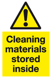Cleaning materials stored inside sign MJN Safety Signs Ltd