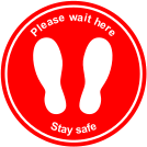 Please wait here graphic floor sign MJN Safety Signs Ltd