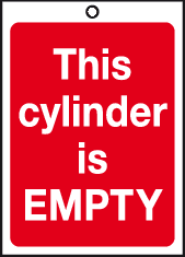 This cylinder is empty tie-tags MJN Safety Signs Ltd