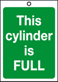 This cylinder is full tie-tags MJN Safety Signs Ltd