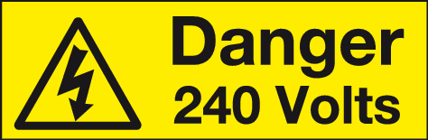 Danger 240 Volts warning label (pack of 10 labels) MJN Safety Signs Ltd