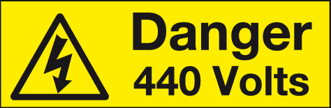 Danger 440 Volts warning label (pack of 10 labels) MJN Safety Signs Ltd