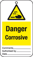 Danger Corrosive tie-on-tags MJN Safety Signs Ltd