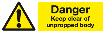 Danger Keep clear of unpropped body sign | Warning signs | Vehicles ...