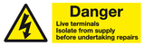 Danger Live terminals labels (pack of 10) MJN Safety Signs Ltd