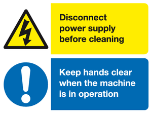 Warning Mandatory Disconnect power supply machine sign MJN Safety Signs Ltd