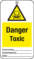 Danger toxic Tie-on-tag MJN Safety Signs Ltd
