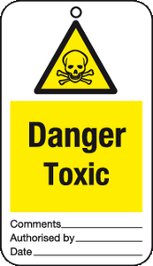 Danger toxic Tie-on-tag MJN Safety Signs Ltd