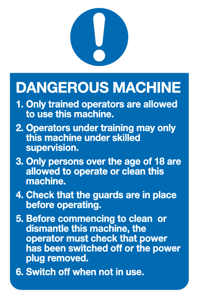 Machine Directive Sign Dangerous machine sign | Mandatory sign | UK Safety signs supplier ...