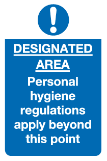 Designated area personal hygiene regulations sign MJN Safety Signs Ltd
