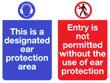 Ear protection area Entry not permitted without ear protection MJN Safety Signs Ltd