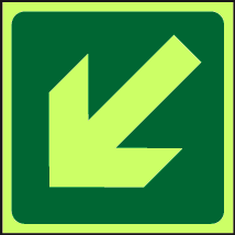 Diagonal arrow symbol photoluminescent sign MJN Safety Signs Ltd