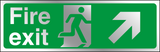 Fire exit diagonal right up prestige sign MJN Safety Signs Ltd