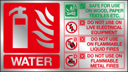 Fire Id landscape water sign - brushed silver effect MJN Safety Signs Ltd