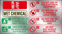 Fire Id landscape Wet chemical spray sign - brushed silver effect MJN Safety Signs Ltd