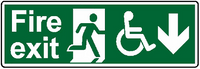 Fire exit wheelchair down sign MJN Safety Signs Ltd