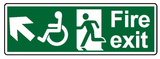 Fire exit wheelchair diagonal left up sign MJN Safety Signs Ltd