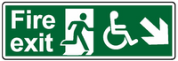 Fire exit wheelchair diagonal right down sign MJN Safety Signs Ltd