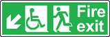 Fire exit wheelchair diagonal left down sign MJN Safety Signs Ltd