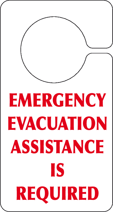 Emergency Evacuation Assistance is Required hook on door sign MJN Safety Signs Ltd