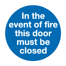 In the event of fire this door must be close sign MJN Safety Signs Ltd