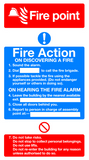 Fire action sign with fire point MJN Safety Signs Ltd