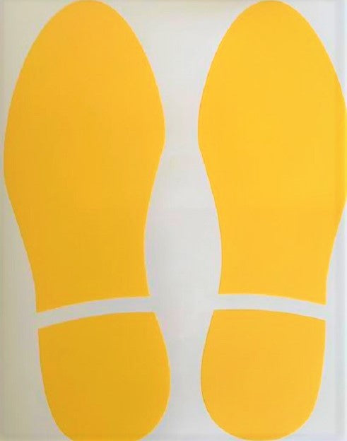 Set of feet Yellow anti-slip floor marker signs (one left, one right ...