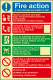 Fire Action Multi-lingual Photoluminescent Sign MJN Safety Signs Ltd
