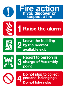 Fire action No Mechanical Call point sign MJN Safety Signs Ltd