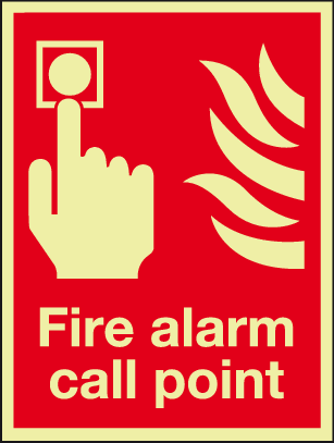 Fire alarm call point photoluminescent sign MJN Safety Signs Ltd