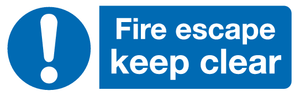 Fire Escape Keep clear sign MJN Safety Signs Ltd