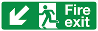Fire Exit Down diagonal left sign MJN Safety Signs Ltd