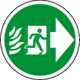 Fire Exit right floor graphics sign MJN Safety Signs Ltd