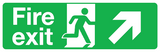 Fire Exit Up diagonal right sign MJN Safety Signs Ltd