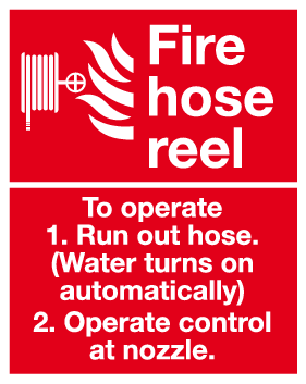 Fire hose reel sign instructions sign MJN Safety Signs Ltd