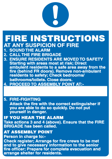 Fire Instructions Residential / Warden flats signs MJN Safety Signs Ltd