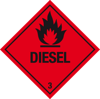Flammable diesel warning labels MJN Safety Signs Ltd