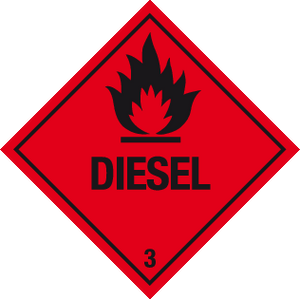 Pack of 50 flammable diesel warning labels MJN Safety Signs Ltd