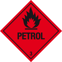 Flammable petrol warning label MJN Safety Signs Ltd
