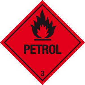 Flammable petrol warning label MJN Safety Signs Ltd