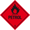 Flammable petrol warning label