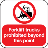 Forklift trucks prohibited beyond this point floor graphic sign MJN Safety Signs Ltd