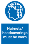Hairnets / head coverings must be worn sign MJN Safety Signs Ltd