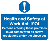 Health and Safety at work Act 1974 sign MJN Safety Signs Ltd