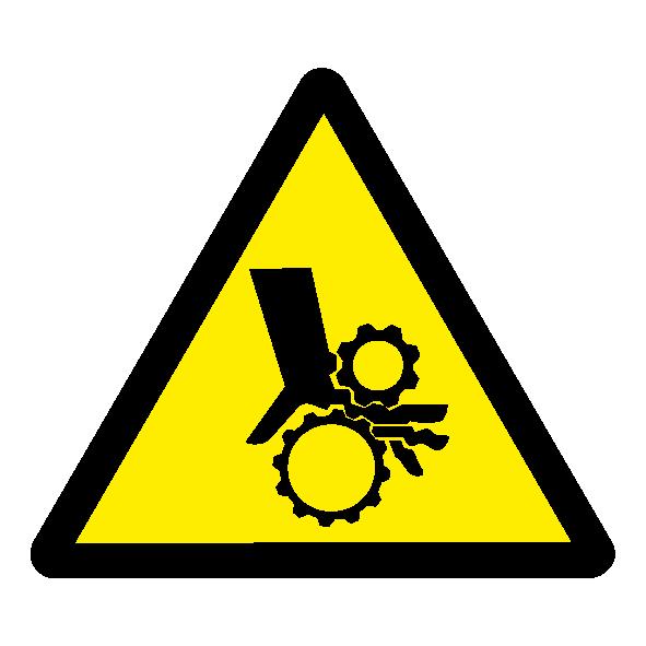 Danger moving machinery risk of trapped hand/fingers labels MJN Safety Signs Ltd
