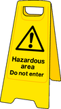 Double sided plastic floor stand Hazardous area do not enter MJN Safety Signs Ltd