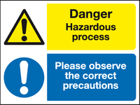 Danger Hazardous process please observe the correct precautions MJN Safety Signs Ltd